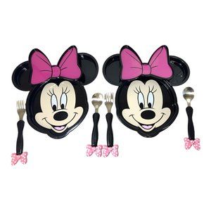 Disney Store Minnie Mouse Eats Plates Spoons & Forks